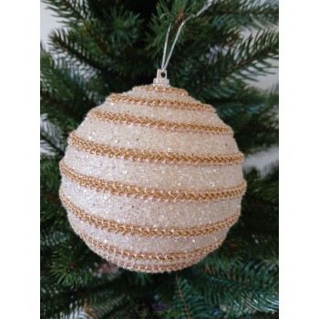 Новорічні кулі золоті з тасьмою Ø100мм, ціна за набір 2 шт (SH254)